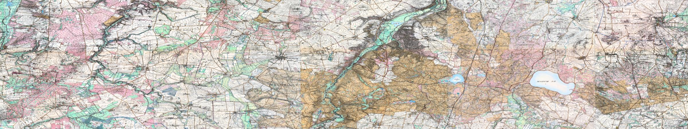 Udsnit af de høje målebordsblade over Himmerland med Rold Skov, Bitte Jens Kristensens egn